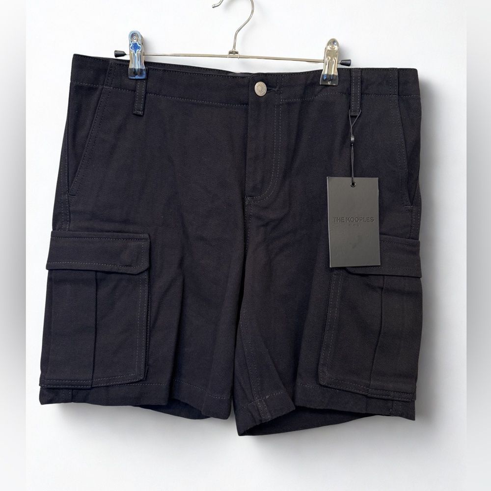 NWT The Kooples Men’s Black Denim Cargo Shorts - FR50|US 36 - $185 MSRP